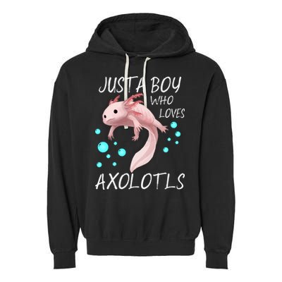 Just A Boy Who Loves Axolotls Garment-Dyed Fleece Hoodie