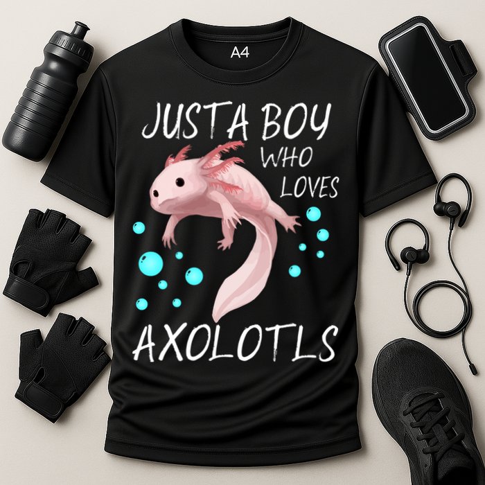 Just A Boy Who Loves Axolotls Cooling Performance Crew T-Shirt