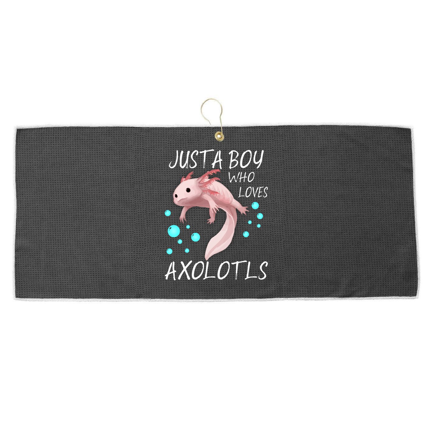 Just A Boy Who Loves Axolotls Large Microfiber Waffle Golf Towel