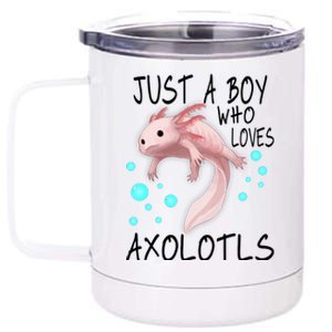 Just A Boy Who Loves Axolotls 12 oz Stainless Steel Tumbler Cup