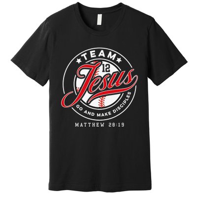 Jesus and Baseball Team Jesus Christian Matthew 2819 Verse Premium T-Shirt