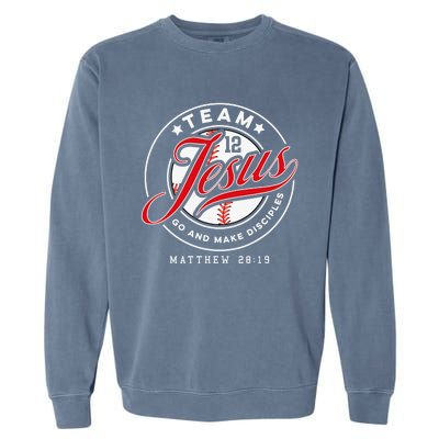 Jesus and Baseball Team Jesus Christian Matthew 2819 Verse Garment-Dyed Sweatshirt