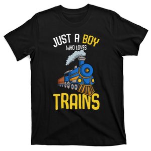 Just A Boy Who Loves Trains Locomotive Train T-Shirt