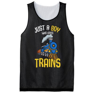 Just A Boy Who Loves Trains Locomotive Train Mesh Reversible Basketball Jersey Tank