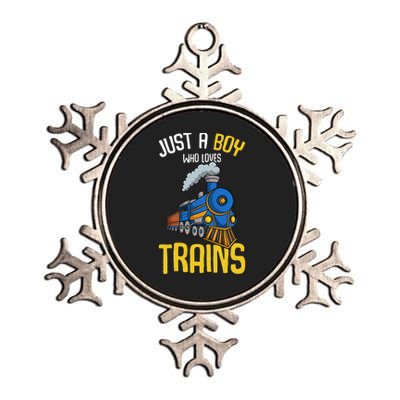 Just A Boy Who Loves Trains Locomotive Train Metallic Star Ornament