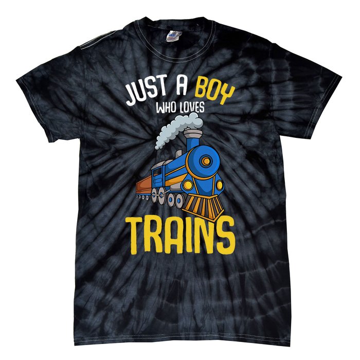 Just A Boy Who Loves Trains Locomotive Train Tie-Dye T-Shirt