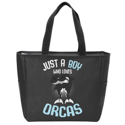 Just A Boy Who Loves Orcas Killer Whale Boys Zip Tote Bag