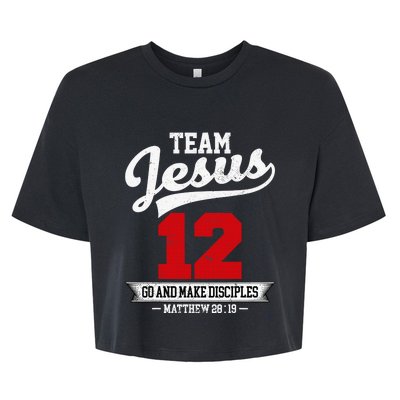 Jesus and Baseball Team Jesus Christian Matthew 2819 Verse Bella+Canvas Jersey Crop Tee