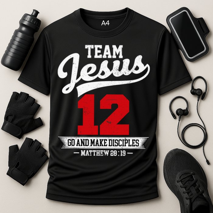 Jesus and Baseball Team Jesus Christian Matthew 2819 Verse Cooling Performance Crew T-Shirt