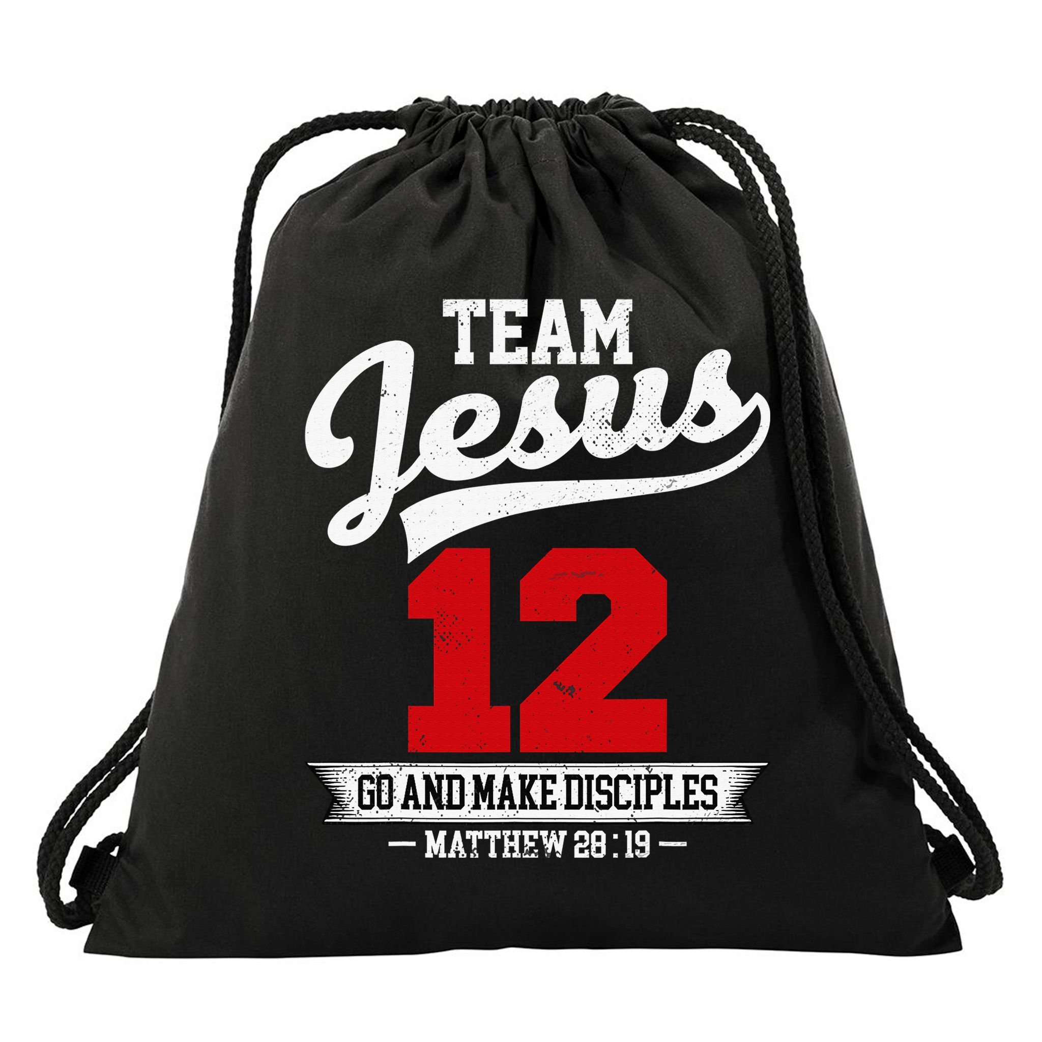Jesus and Baseball Team Jesus Christian Matthew 2819 Verse Drawstring Bag