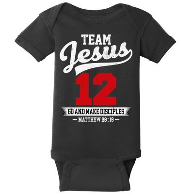 Jesus and Baseball Team Jesus Christian Matthew 2819 Verse Baby Bodysuit