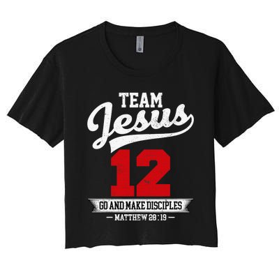 Jesus and Baseball Team Jesus Christian Matthew 2819 Verse Women's Crop Top Tee