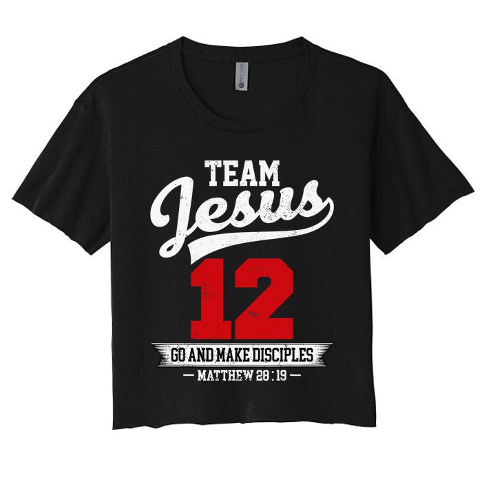 Jesus and Baseball Team Jesus Christian Matthew 2819 Verse Women's Crop Top Tee