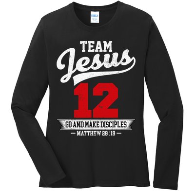 Jesus and Baseball Team Jesus Christian Matthew 2819 Verse Ladies Long Sleeve Shirt