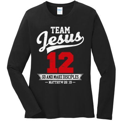 Jesus and Baseball Team Jesus Christian Matthew 2819 Verse Ladies Long Sleeve Shirt