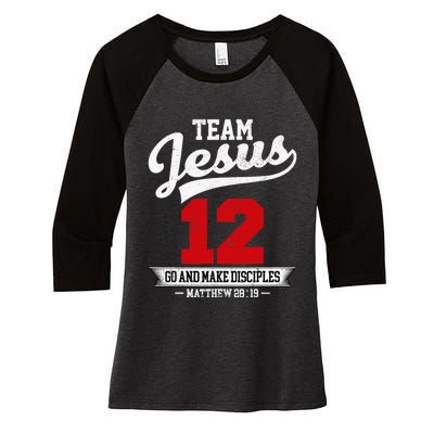 Jesus and Baseball Team Jesus Christian Matthew 2819 Verse Women's Tri-Blend 3/4-Sleeve Raglan Shirt