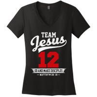 Jesus and Baseball Team Jesus Christian Matthew 2819 Verse Women's V-Neck T-Shirt