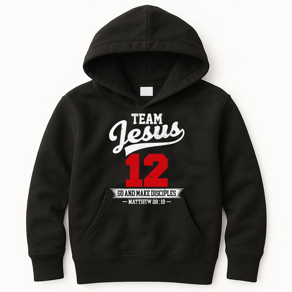Jesus and Baseball Team Jesus Christian Matthew 2819 Verse Kids Hoodie