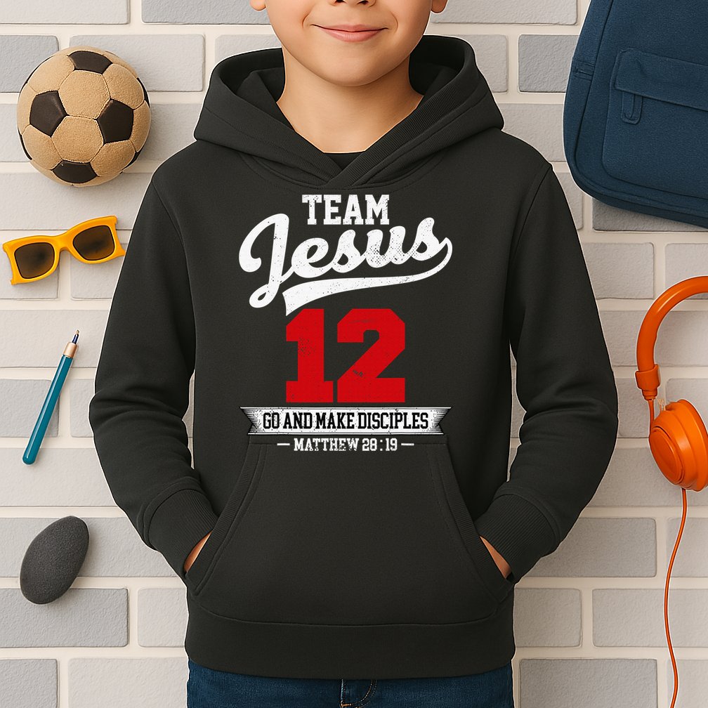 Jesus and Baseball Team Jesus Christian Matthew 2819 Verse Kids Hoodie