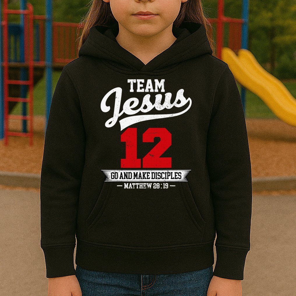 Jesus and Baseball Team Jesus Christian Matthew 2819 Verse Kids Hoodie