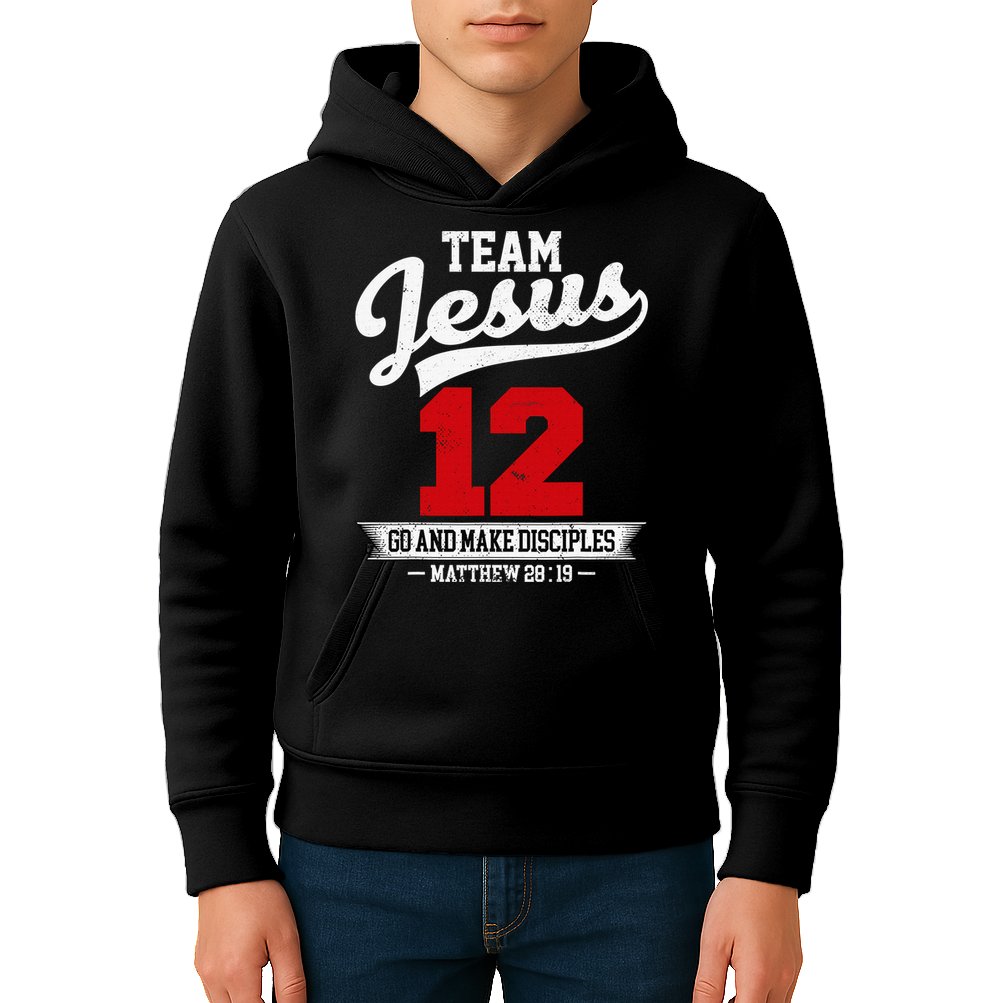 Jesus and Baseball Team Jesus Christian Matthew 2819 Verse Kids Hoodie