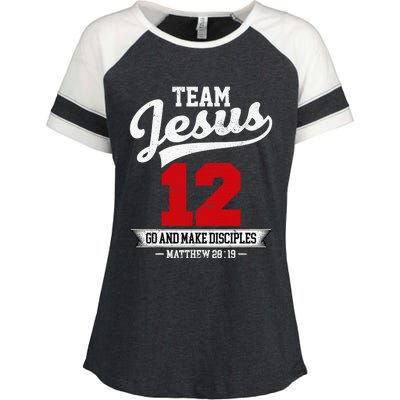 Jesus and Baseball Team Jesus Christian Matthew 2819 Verse Enza Ladies Jersey Colorblock Tee