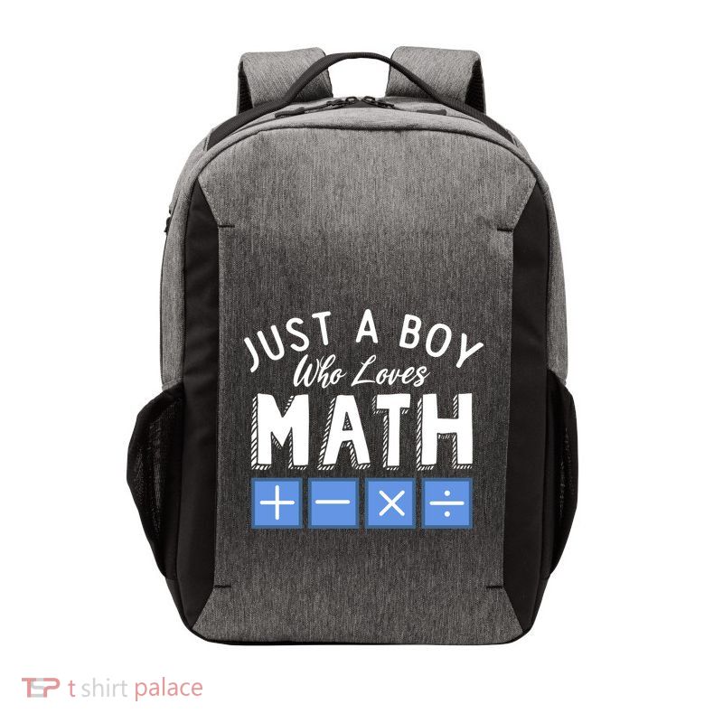 Just A Boy Who Loves Math Algebra Funny Mathematics Vector Backpack