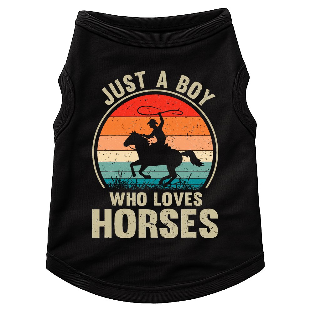 Just A Boy Who Loves Horses Recto Riding Lovers Doggie Tank