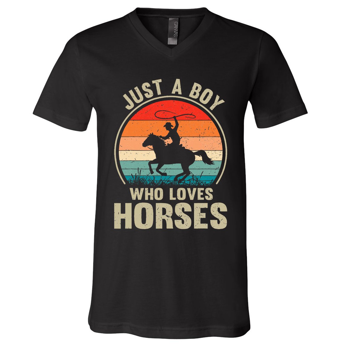 Just A Boy Who Loves Horses Recto Riding Lovers V-Neck T-Shirt