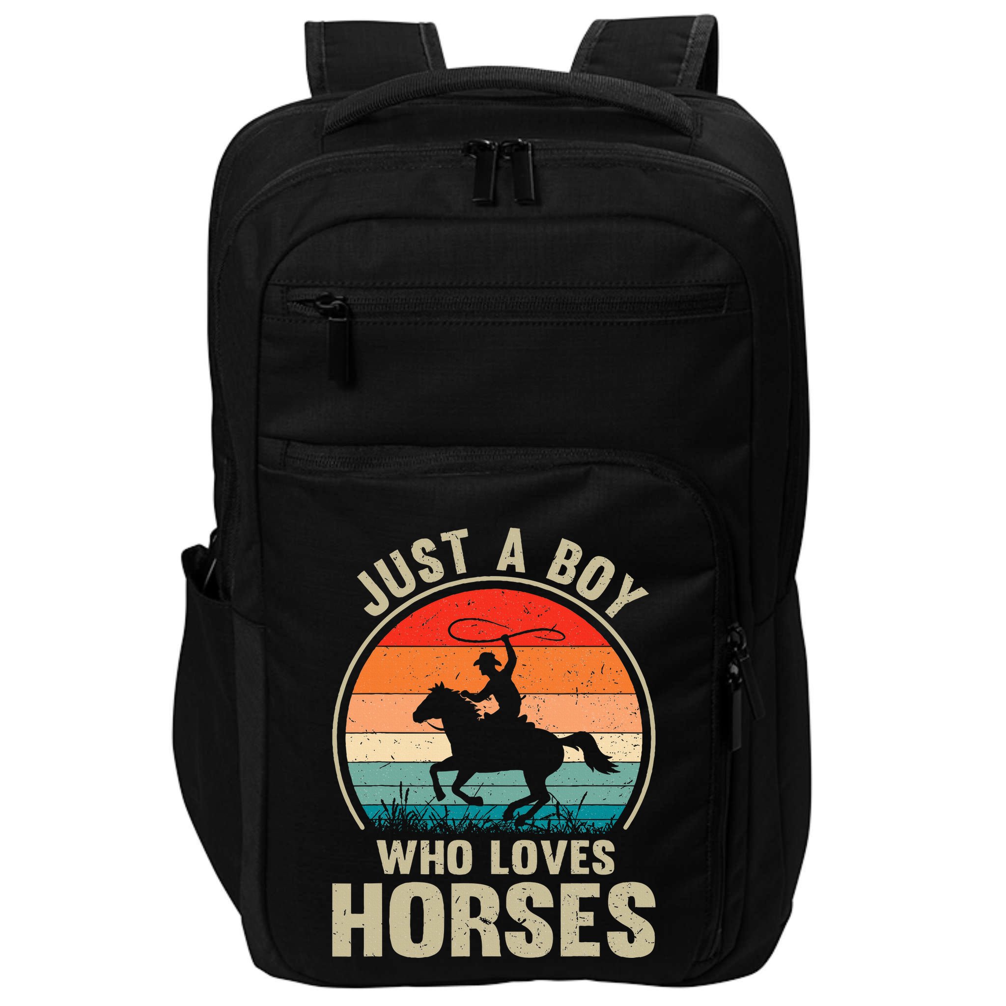 Just A Boy Who Loves Horses Recto Riding Lovers Impact Tech Backpack