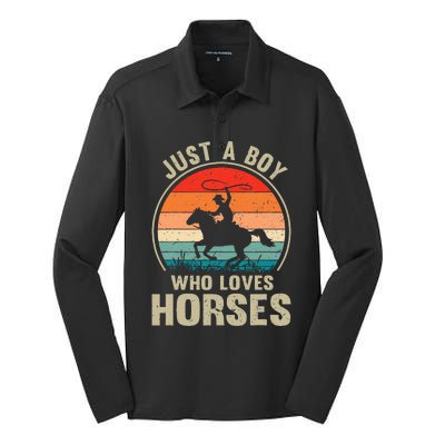 Just A Boy Who Loves Horses Recto Riding Lovers Silk Touch Performance Long Sleeve Polo