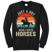 Just A Boy Who Loves Horses Recto Riding Lovers Tall Sweatshirt