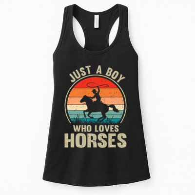 Just A Boy Who Loves Horses Recto Riding Lovers Womens Tank Top