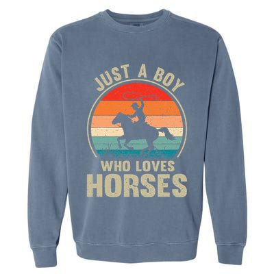 Just A Boy Who Loves Horses Recto Riding Lovers Garment-Dyed Sweatshirt