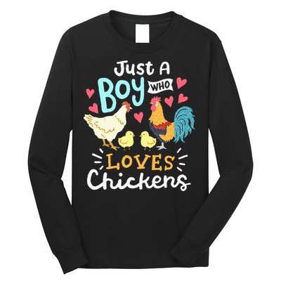 Just A Boy Who Loves Chickens Farm Chicken Long Sleeve Shirt