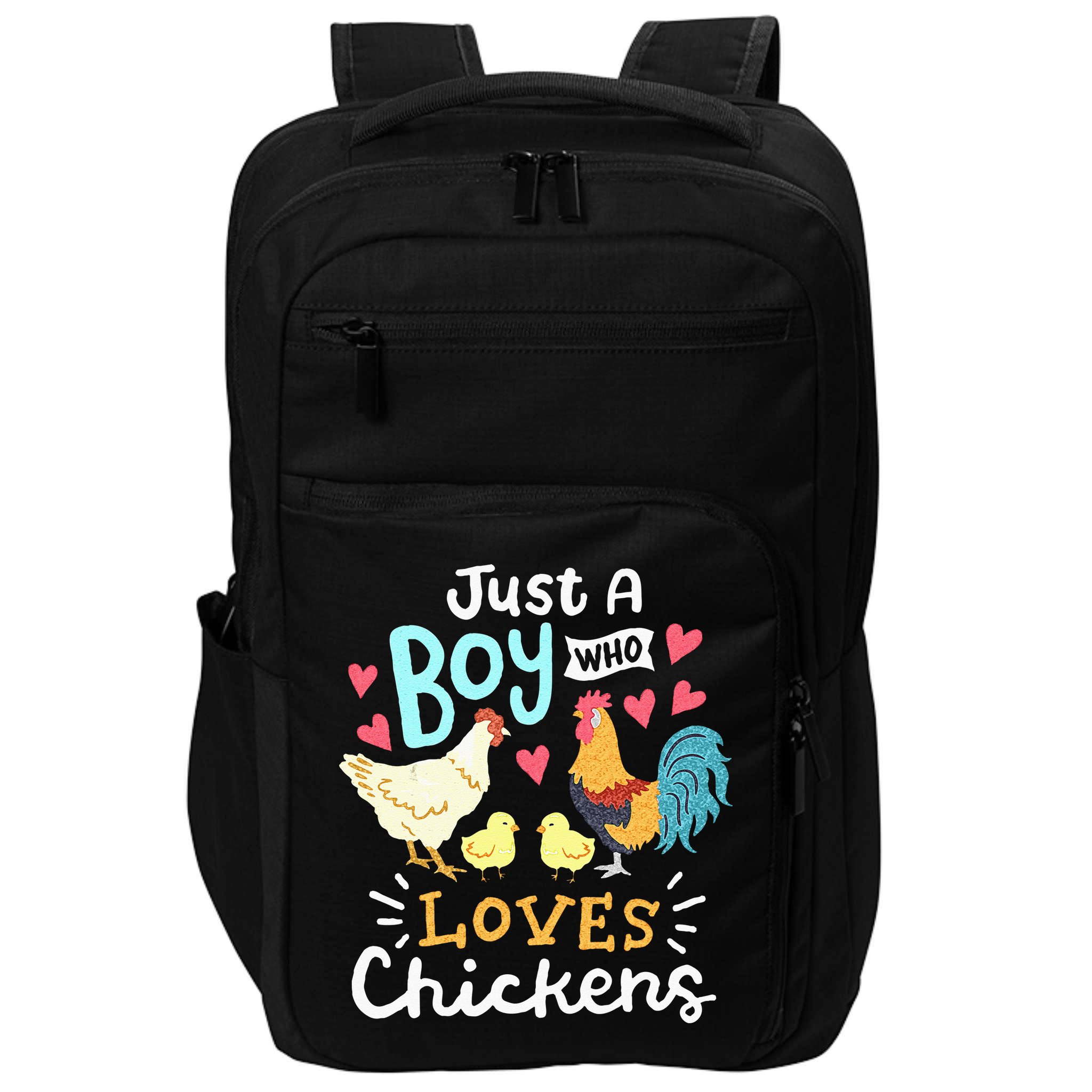 Just A Boy Who Loves Chickens Farm Chicken Impact Tech Backpack