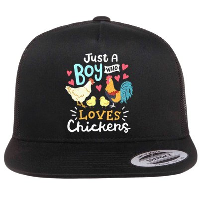 Just A Boy Who Loves Chickens Farm Chicken Flatbill Hat