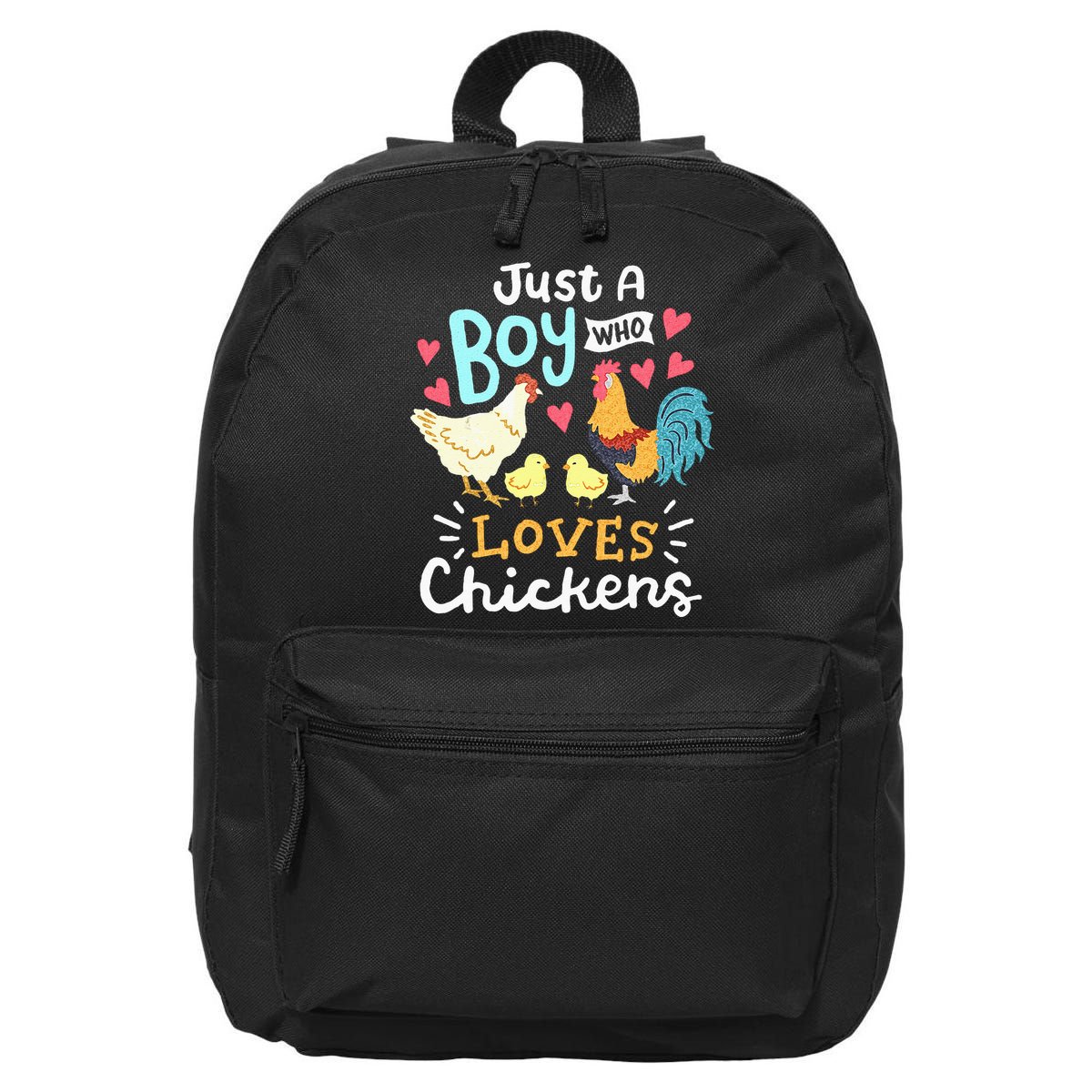 Just A Boy Who Loves Chickens Farm Chicken 16 in Basic Backpack