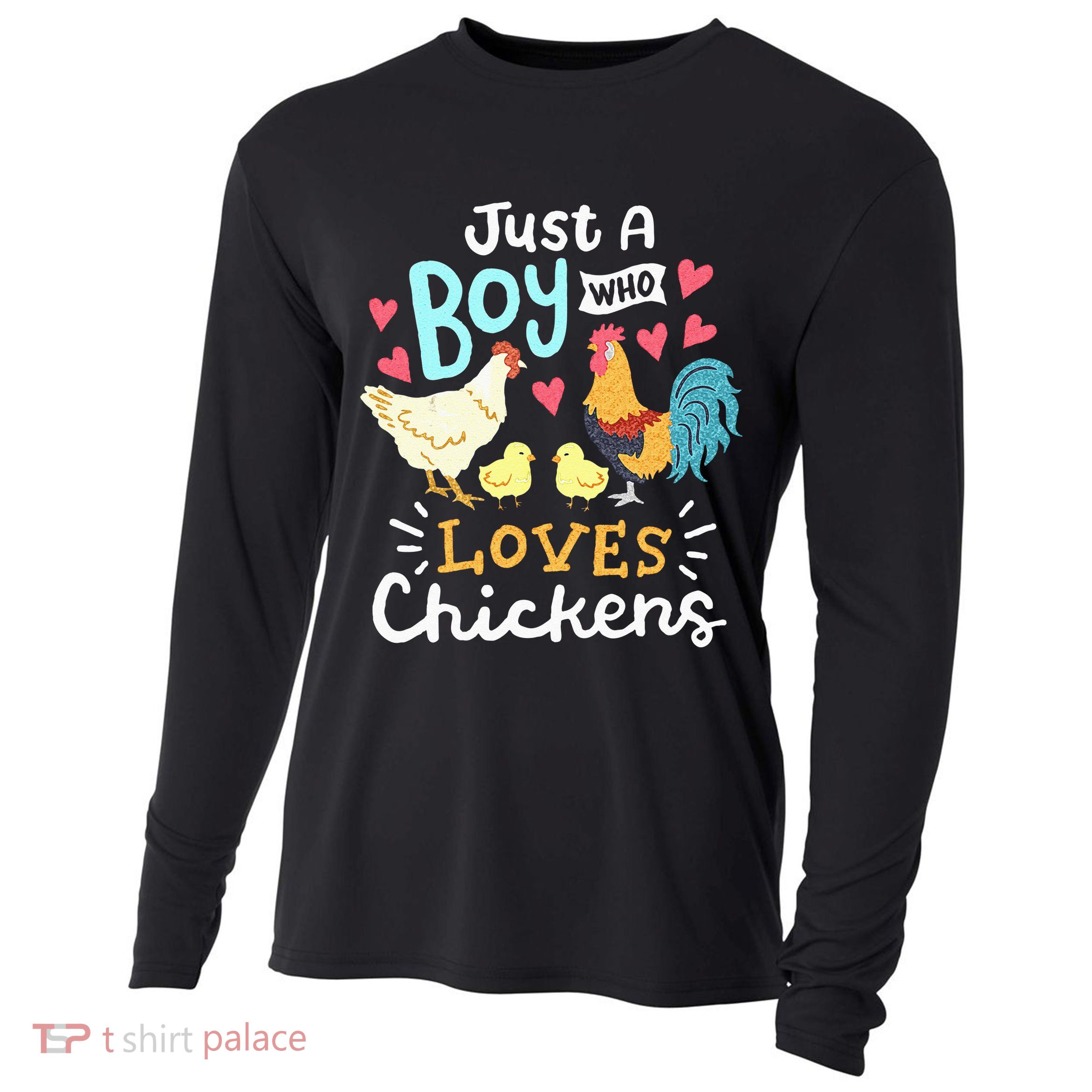 Just A Boy Who Loves Chickens Farm Chicken Cooling Performance Long Sleeve Crew