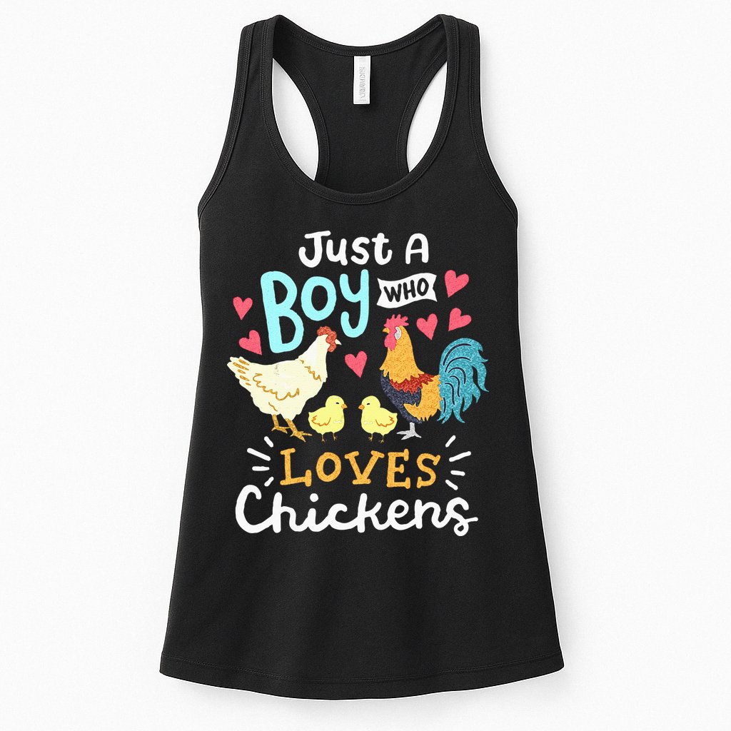 Just A Boy Who Loves Chickens Farm Chicken Womens Tank Top