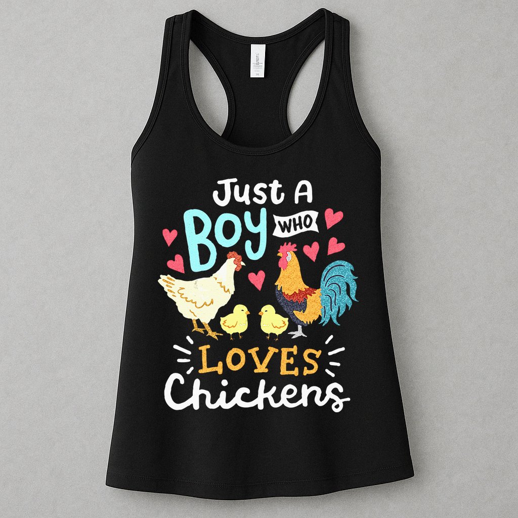 Just A Boy Who Loves Chickens Farm Chicken Womens Tank Top