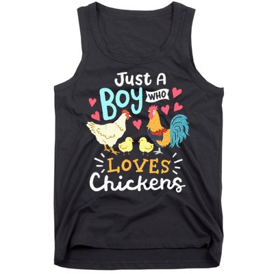 Just A Boy Who Loves Chickens Farm Chicken Tank Top