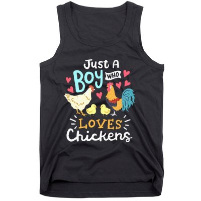 Just A Boy Who Loves Chickens Farm Chicken Tank Top