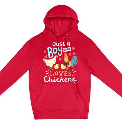 Just A Boy Who Loves Chickens Farm Chicken Premium Pullover Hoodie