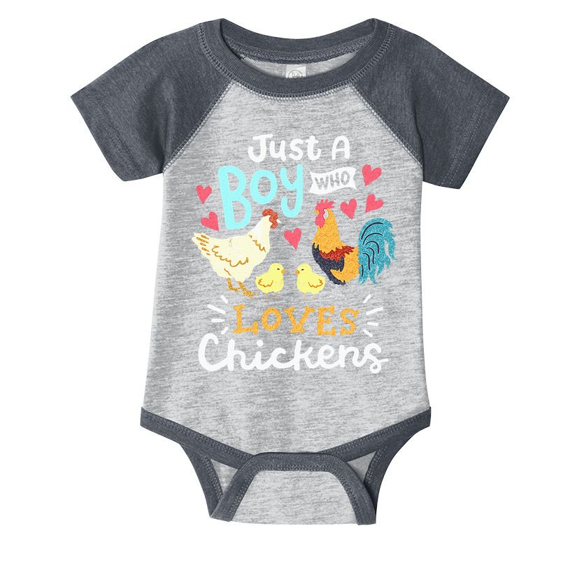 Just A Boy Who Loves Chickens Farm Chicken Infant Baby Jersey Bodysuit
