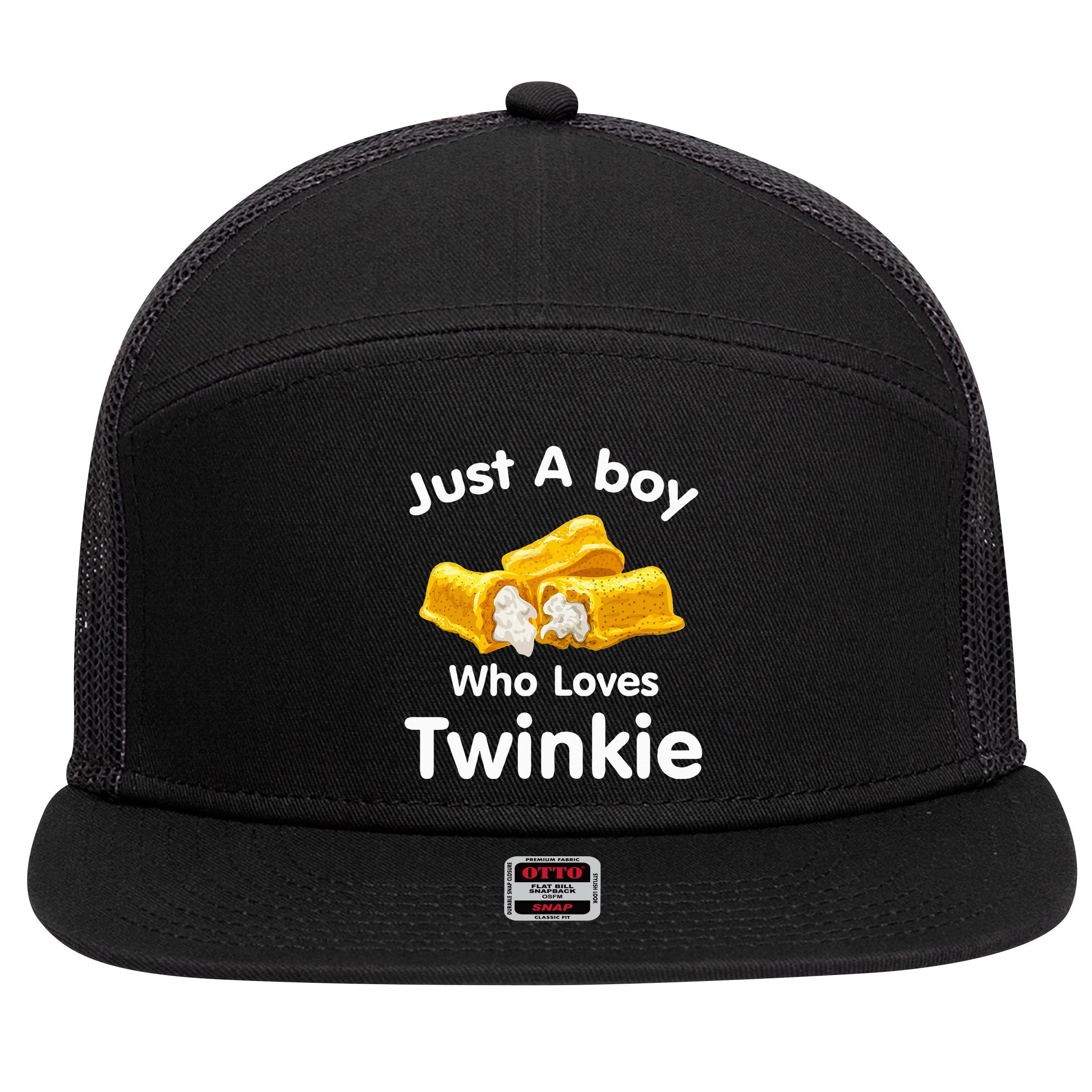 Just A Boy Who Loves Twinkie  7 Panel Mesh Trucker Snapback Hat