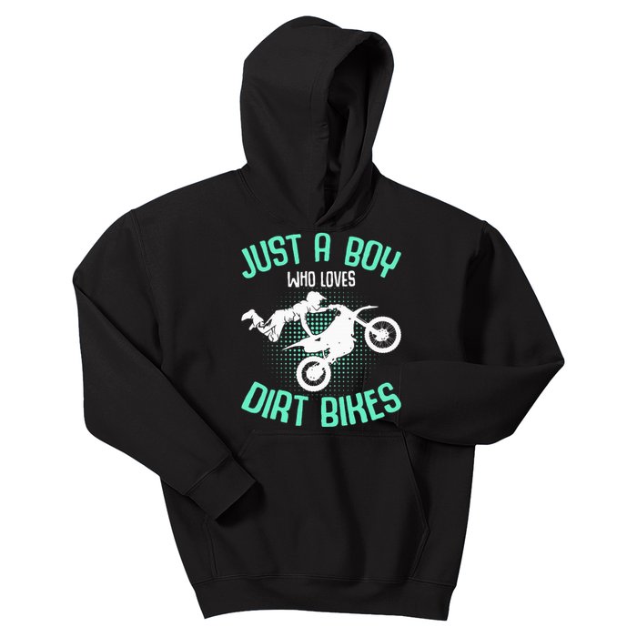 Just A Boy Who Loves Dirt Bikes Motocross Enduro Dirt Biking Kids Hoodie