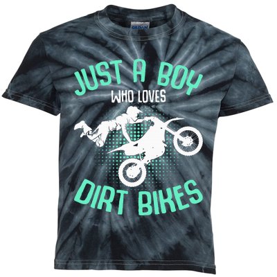 Just A Boy Who Loves Dirt Bikes Motocross Enduro Dirt Biking Kids Tie-Dye T-Shirt