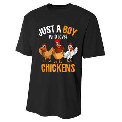 Just A Boy Who Loves Chickens Performance Sprint T-Shirt