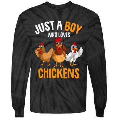 Just A Boy Who Loves Chickens Tie-Dye Long Sleeve Shirt